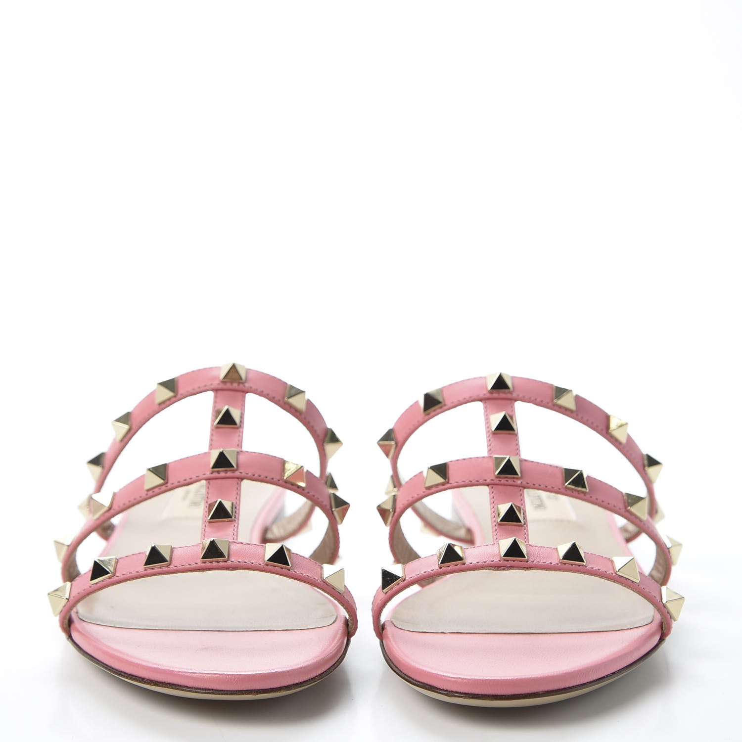 Valentino Garavani Nappa Rockstud Caged Flat Slide Sandals 36 Paradise Rose 3 of 9