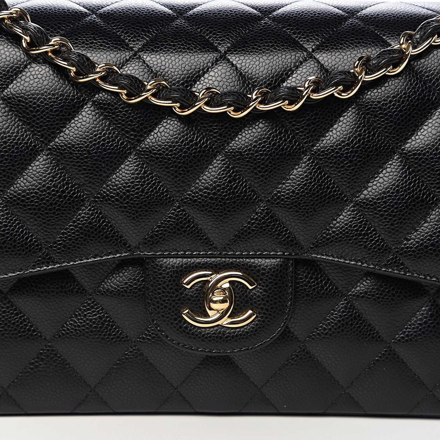 Caviar Quilted Jumbo Double Flap Black
