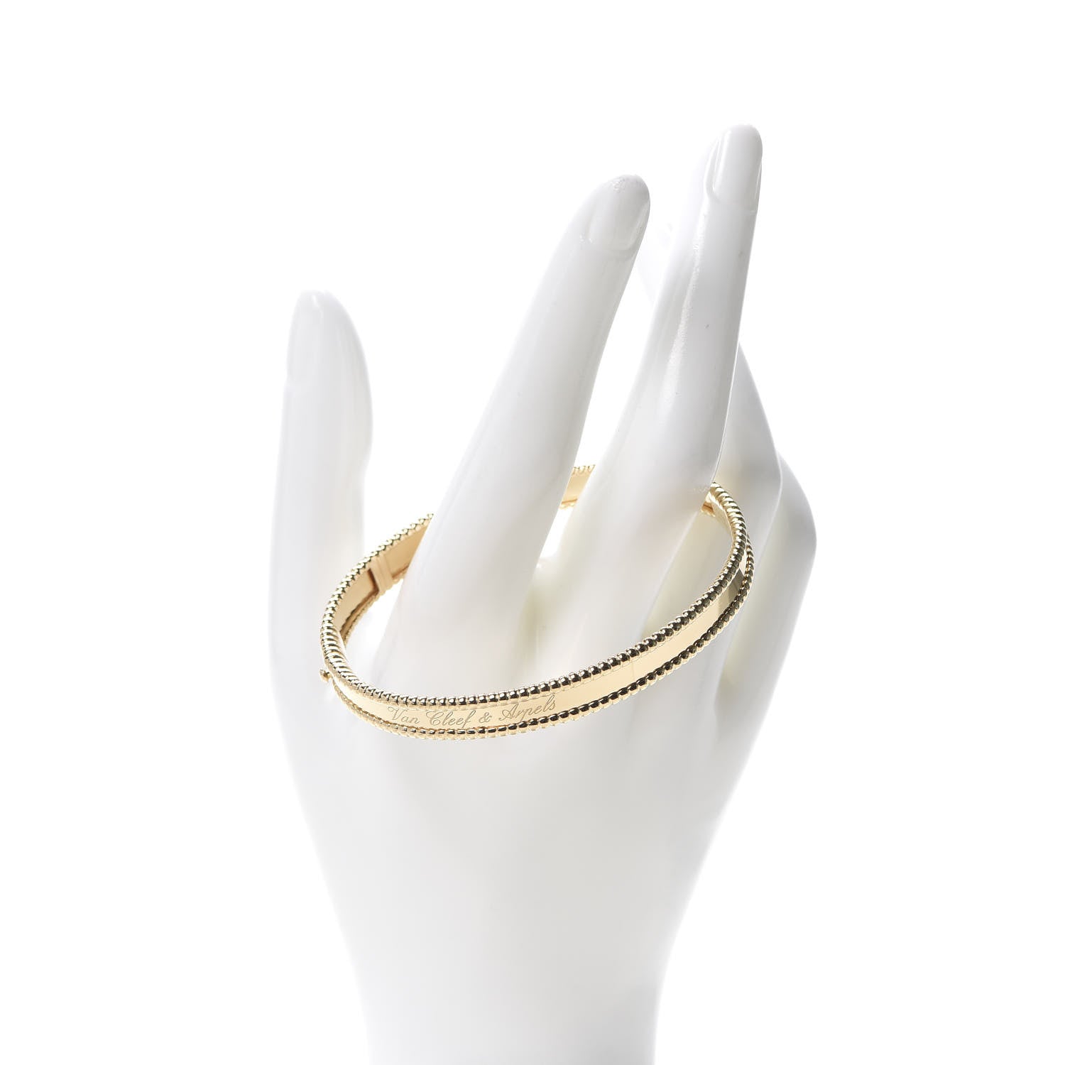 Van Cleef & Arpels 18K Yellow Gold Perlee Signature Bangle Bracelet L 2 of 5