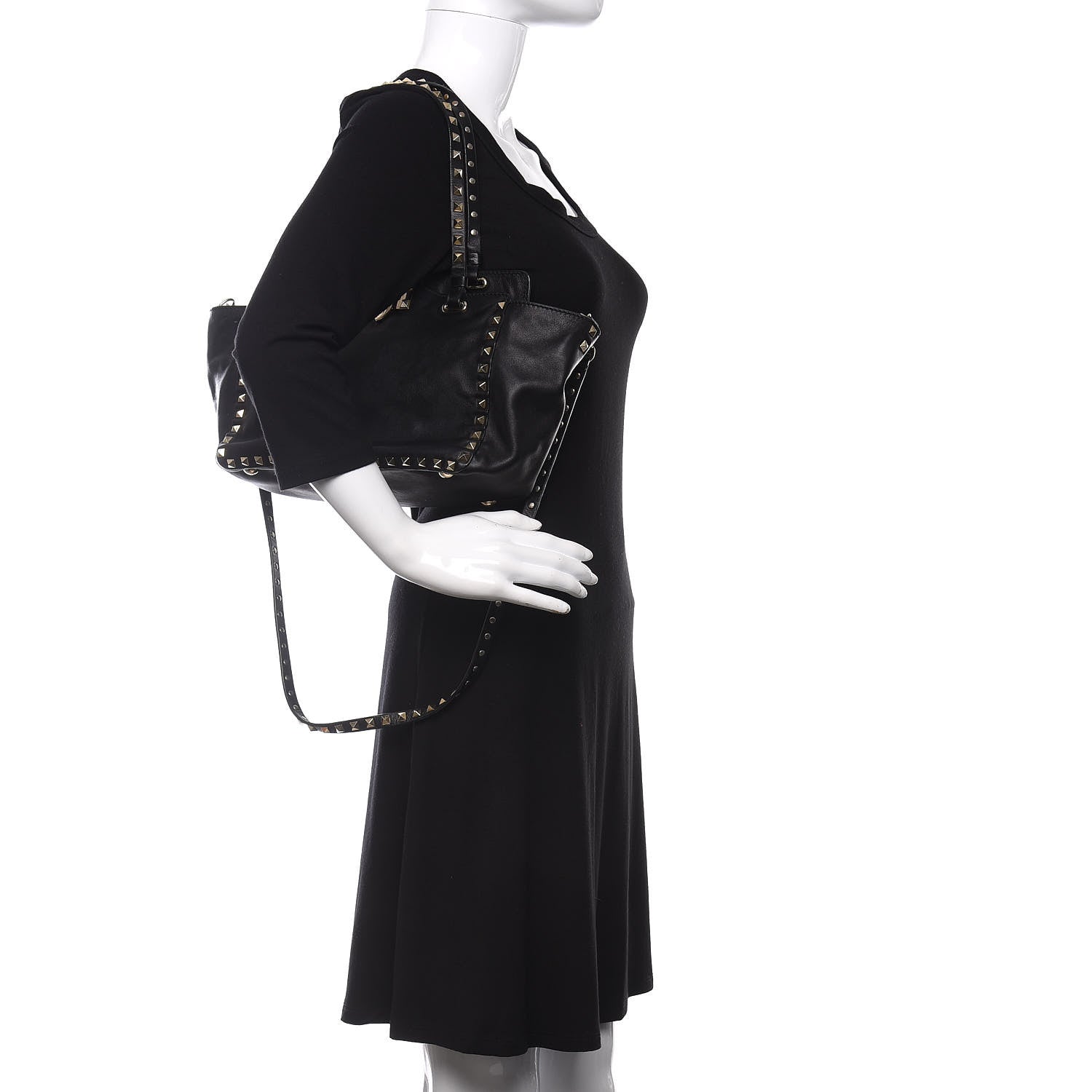 Valentino Garavani Vitello Small Rockstud Tote Black 3 of 10