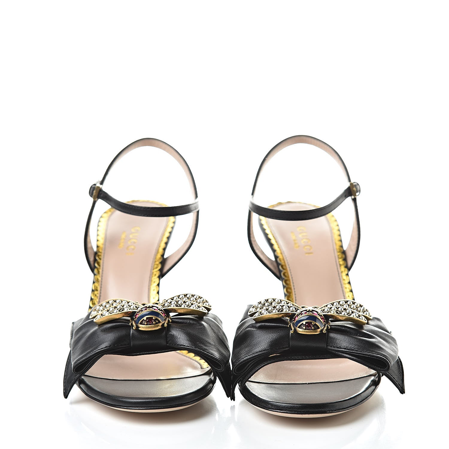 Gucci Nappa Queen Margaret Mid Heel Sandals 36.5 Black 2 of 9