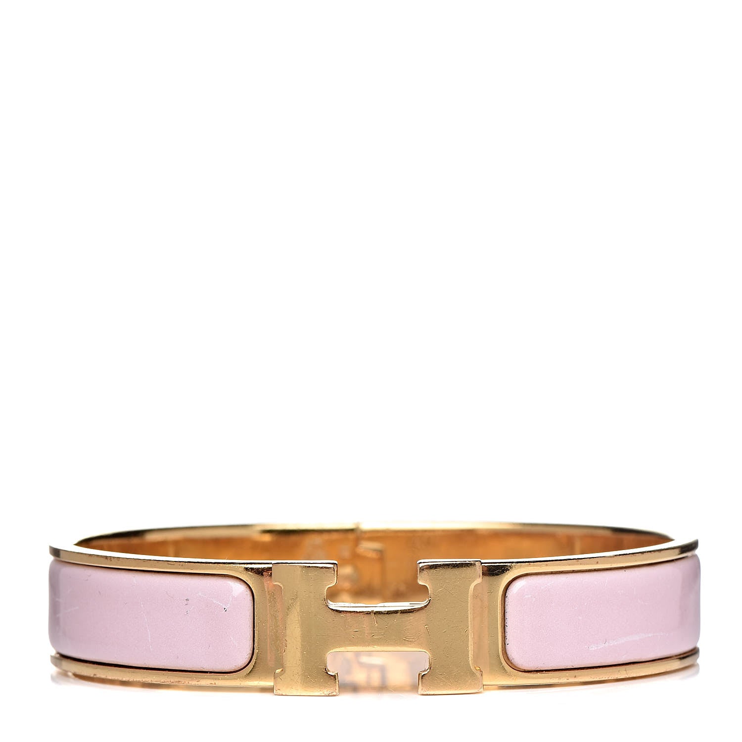 Hermes Enamel Narrow Clic Clac H Bracelet PM Rose Nacarat 1 of 5