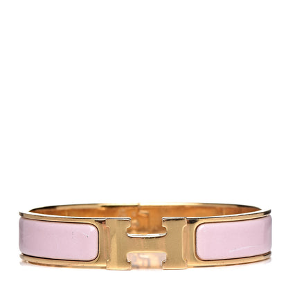 Hermes Enamel Narrow Clic Clac H Bracelet PM Rose Nacarat 1 of 5
