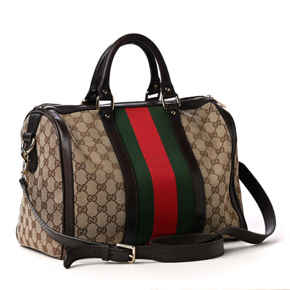 Gucci Monogram Vintage Web Medium Boston Dark Brown 2 of 11