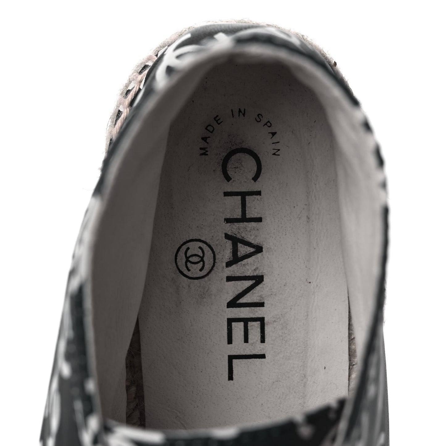 Lambskin Printed CC Lace Up Espadrilles 42 Black White