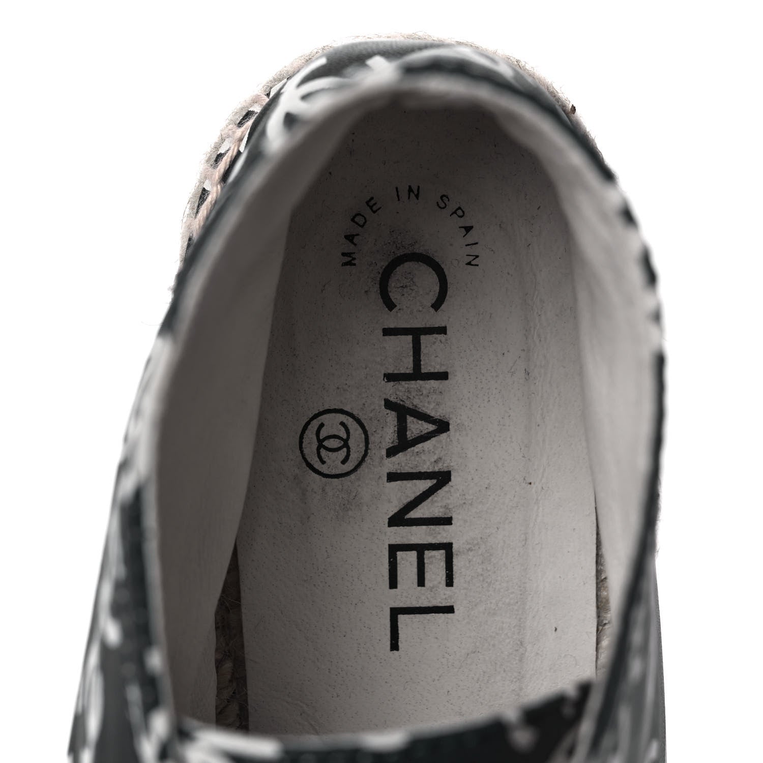 Chanel Lambskin Printed CC Lace Up Espadrilles 42 Black White 8 of 10