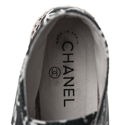 Chanel Lambskin Printed CC Lace Up Espadrilles 42 Black White 8 of 10