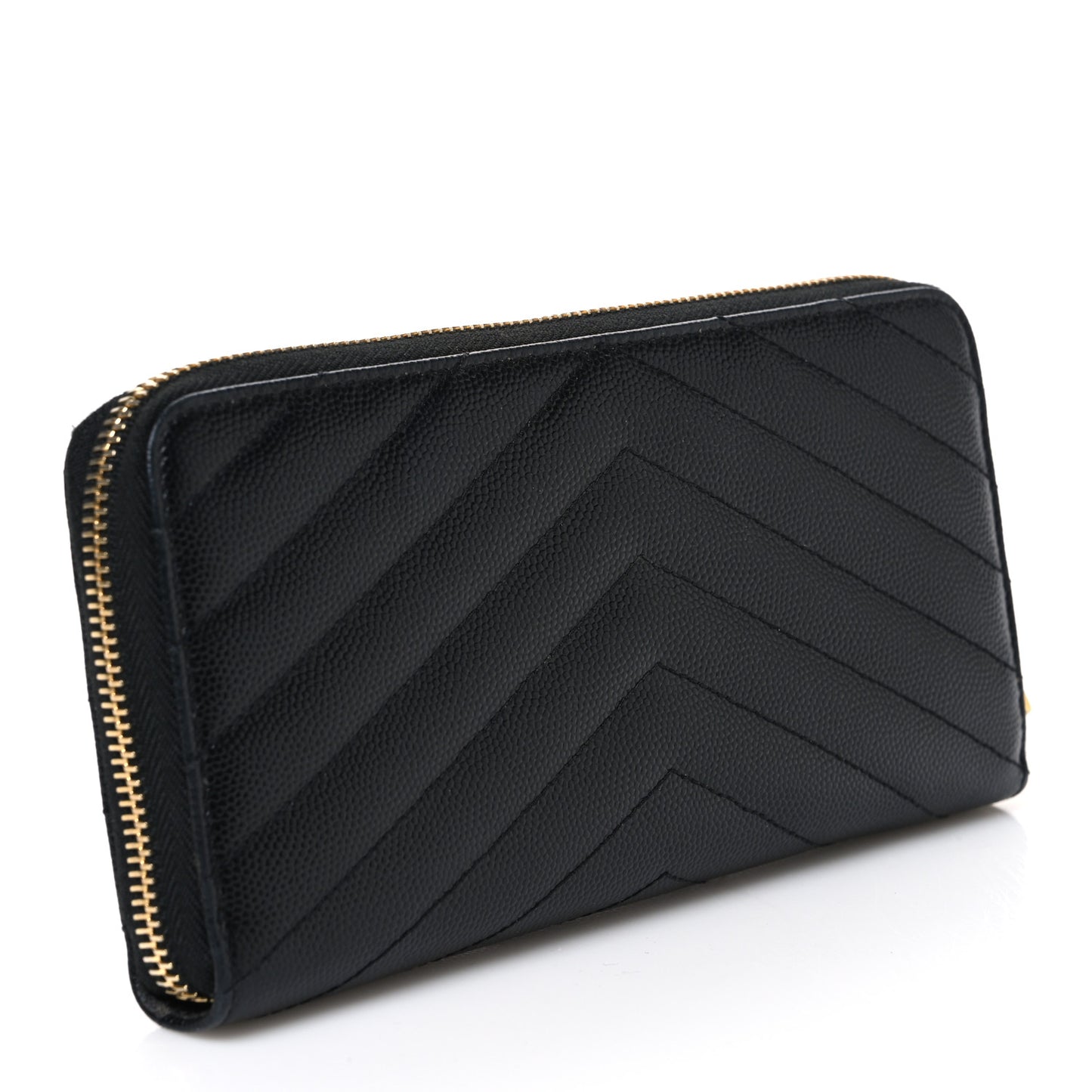 Grain De Poudre Matelasse Chevron Monogram Zip Around Wallet Black