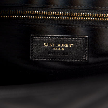 Saint Laurent Grain De Poudre Matelasse Chevron Large Monogram Satchel Black 6 of 10