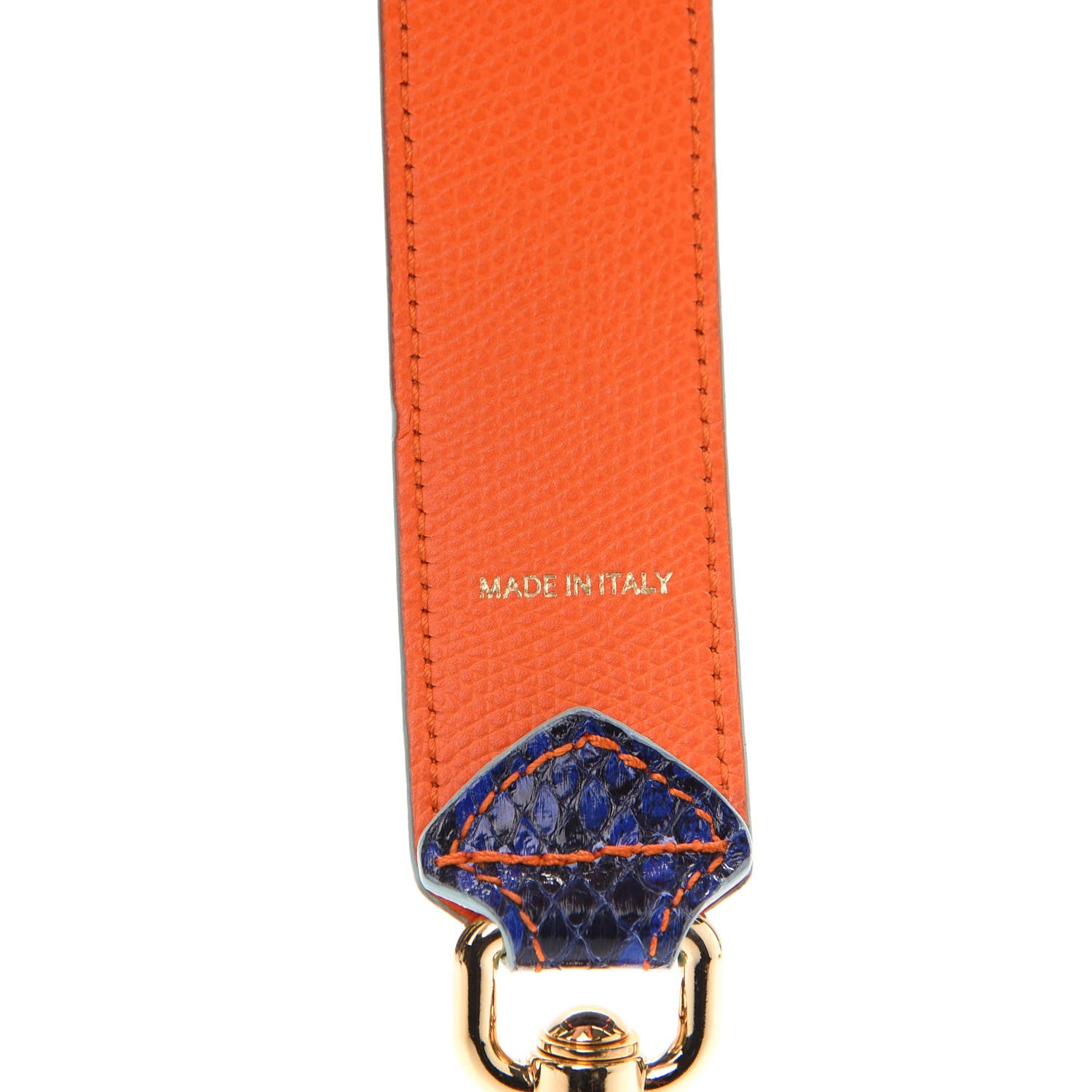 Dolce & Gabbana Snakeskin Embossed Crystal Studded Strap Blue Orange 5 of 5