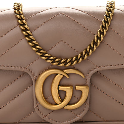 Gucci Calfskin Matelasse Super Mini GG Marmont Shoulder Bag Porcelain Rose 8 of 11