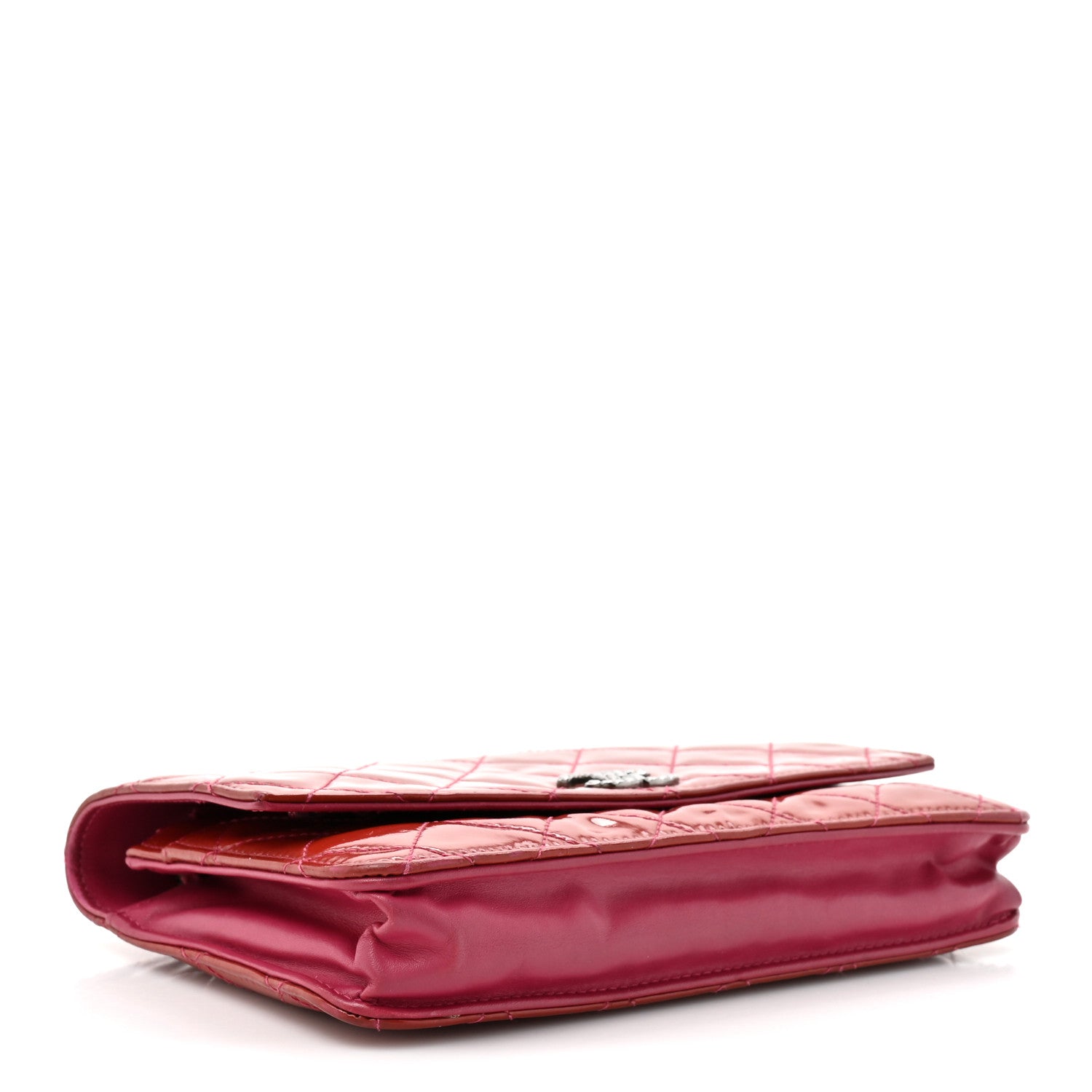 Chanel Patent Quilted Brilliant Wallet On Chain WOC Coral 4 of 16