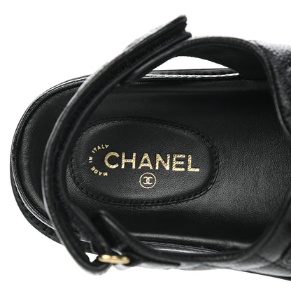 Chanel Grained Calfskin Velcro Dad Sandals 39 Black 7 of 9
