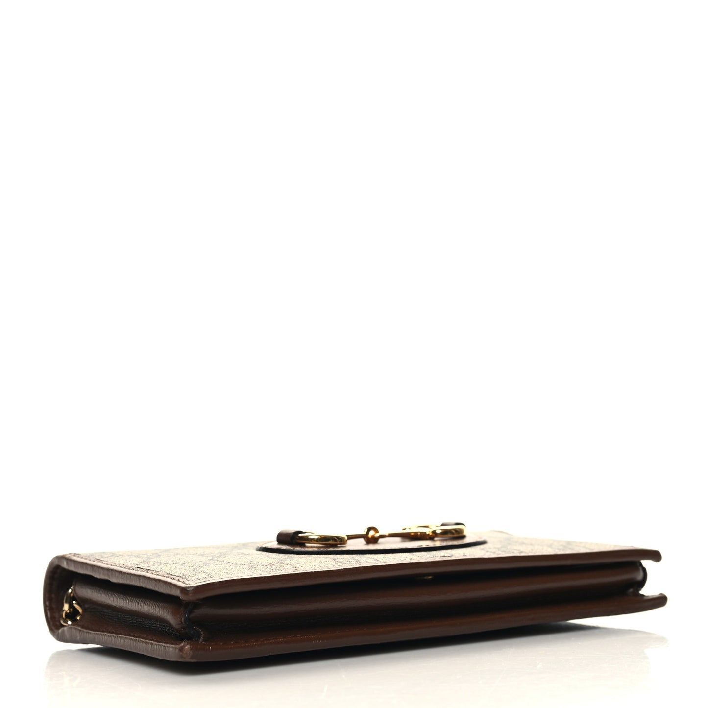 GG Supreme Monogram Azalea Calfskin Horsebit 1955 Wallet On Chain Beige Ebony Brown Sugar