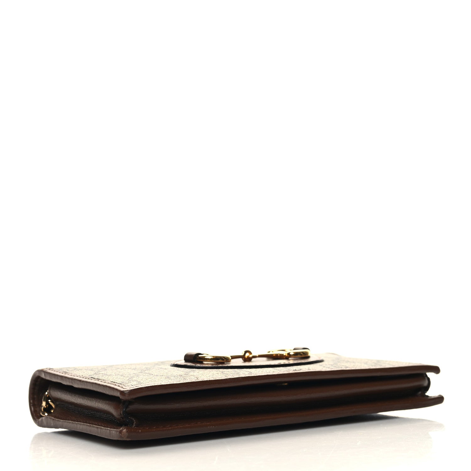 Gucci GG Supreme Monogram Azalea Calfskin Horsebit 1955 Wallet On Chain Beige Ebony Brown Sugar 4 of 10