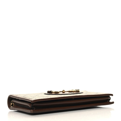 Gucci GG Supreme Monogram Azalea Calfskin Horsebit 1955 Wallet On Chain Beige Ebony Brown Sugar 4 of 10