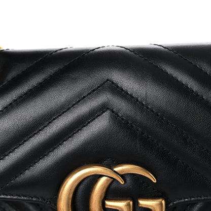 Gucci Calfskin Matelasse Mini GG Marmont Shoulder Bag Black 15 of 17