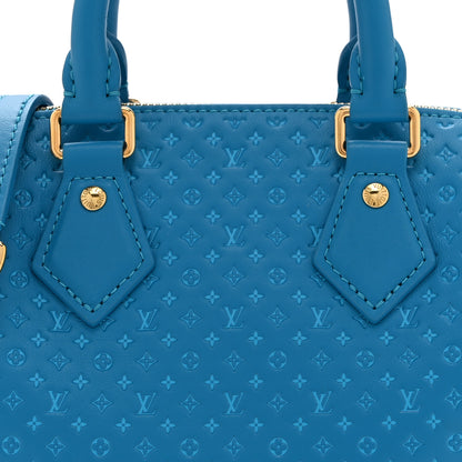 Louis Vuitton Calfskin Nanogram Embossed Speedy Bandouliere 20 Blue 7 of 9