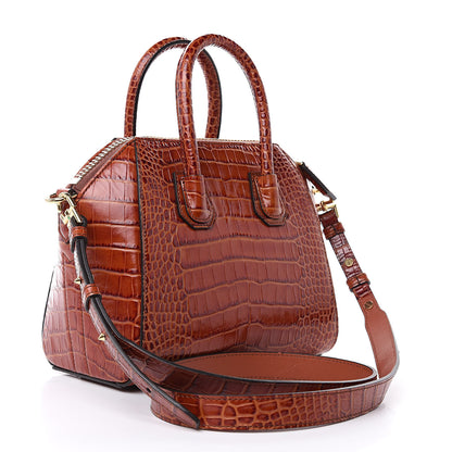 Givenchy Calfskin Crocodile Embossed Mini Antigona Cognac 3 of 9