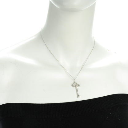 Tiffany Platinum Diamond .90ct Fleur De Lis Key Pendant Necklace 2 of 7