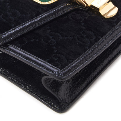 Gucci Velvet GG Monogram Small Sylvie Shoulder Bag Black 6 of 9