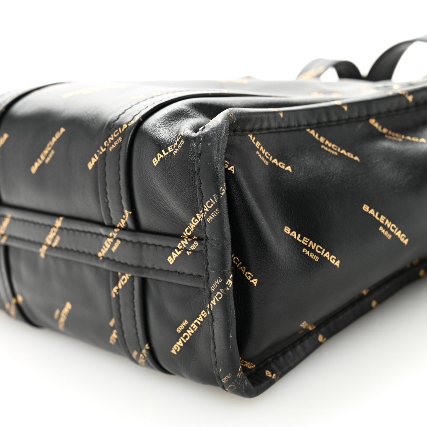 Calfskin Allover Logo XS Bazar Shopper Tote Black Gold
