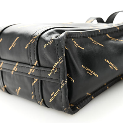 Balenciaga Calfskin Allover Logo XS Bazar Shopper Tote Black Gold 10 of 12