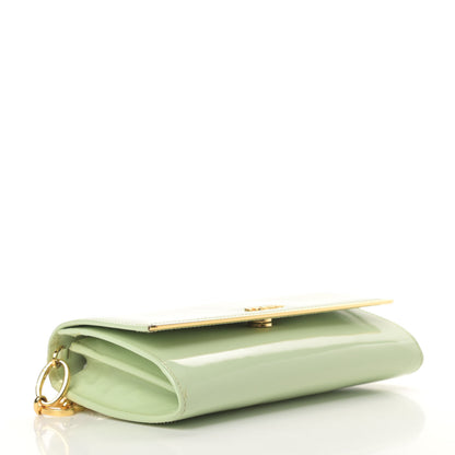 Prada Vernice Metal Bar Chain Wallet Light Green 4 of 16