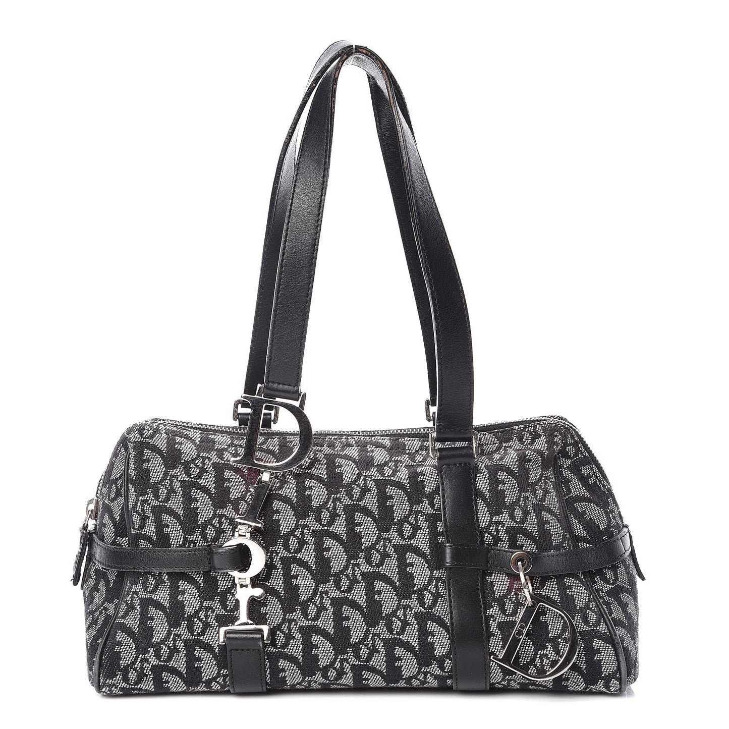 Denim Monogram Charms Shoulder Bag Black