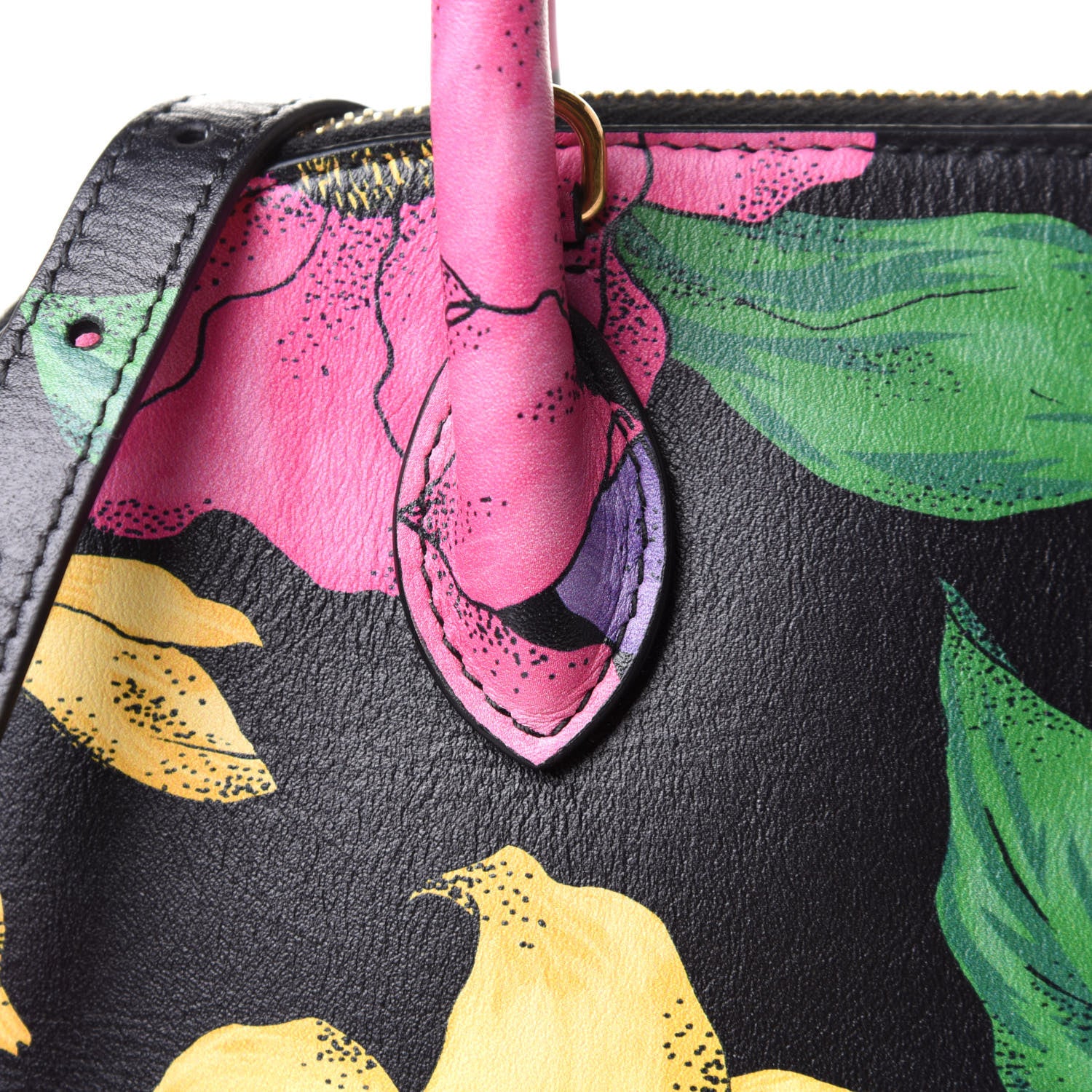 Balenciaga Smooth Calfskin Lush Floral Print S Ville Top Handle Bag Black Multicolor 9 of 10