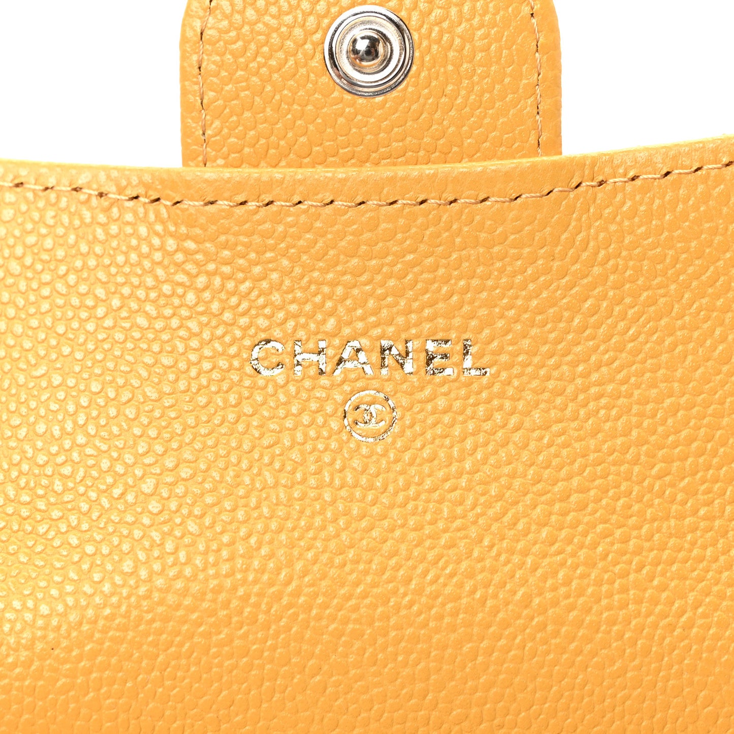 Caviar Quilted Flap Card Holder Wallet Yellow