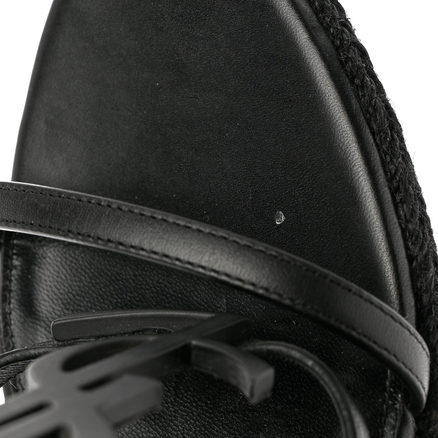 Saint Laurent Calfskin Cassandra Espadrille 105 Wedges 42 Black 10 of 10