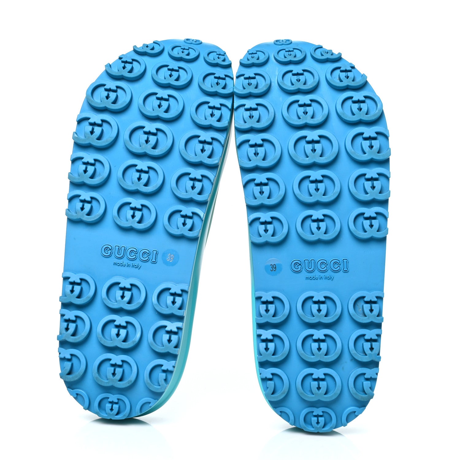 Gucci Soft Rubber Womens Interlocking G Platform 42mm Slide Sandals 39 Bright Aqua 5 of 8