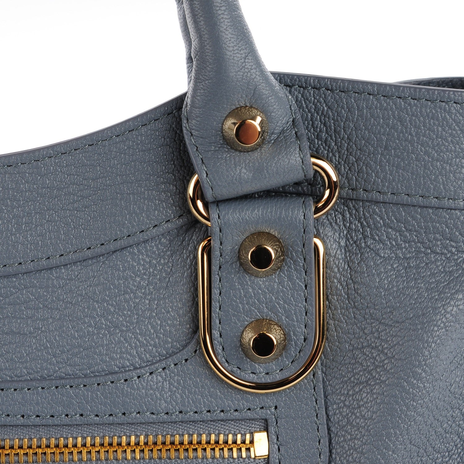 Balenciaga Chevre Gold Metallic Edge Hardware Town Bleu Acier 4 of 14
