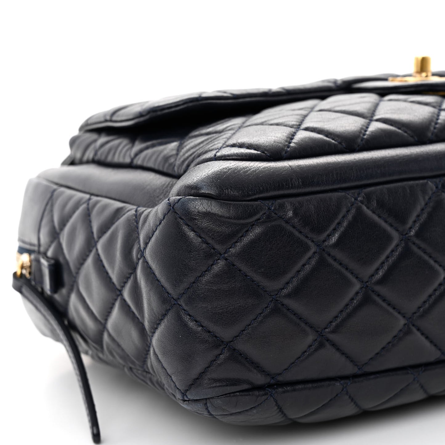Lambskin Quilted Travel Flap Tote Navy