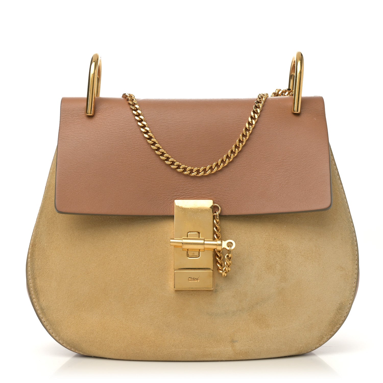 Chloe Suede Smooth Calfskin Drew Shoulder Bag Milky Coffee 1 of 16
