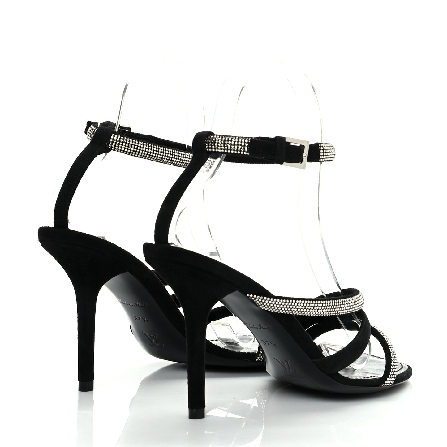Suede Goat Rhinestone Appeal Sandals 37.5 Black
