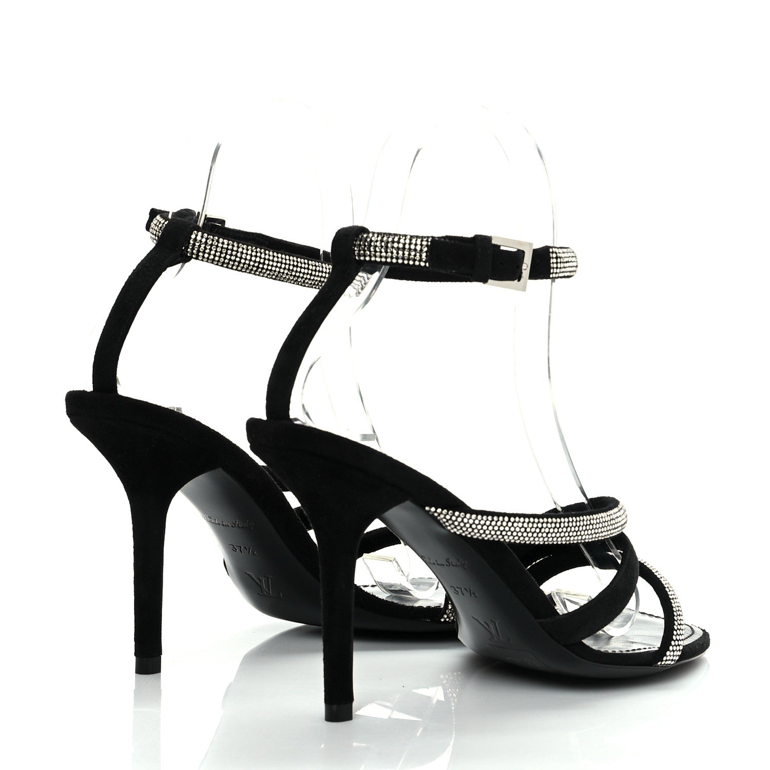 Louis Vuitton Suede Goat Rhinestone Appeal Sandals 37.5 Black 4 of 8