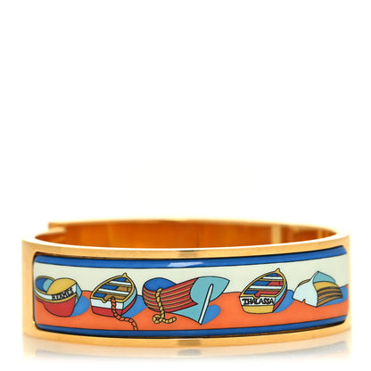 Hermes Enamel Printed Wide Thalassa Boats Hinged Bracelet 1 of 5