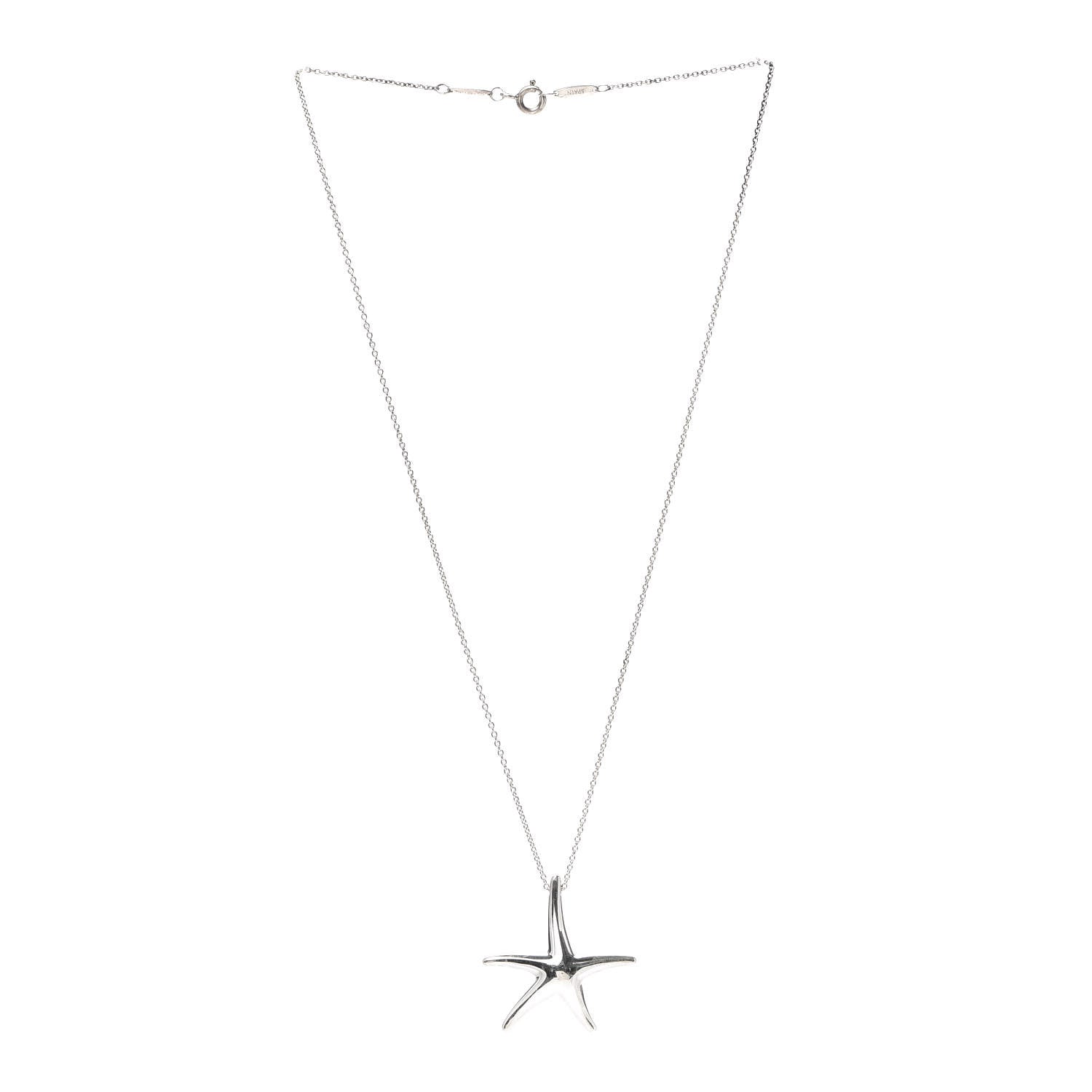 Tiffany Sterling Silver 28mm Elsa Peretti Starfish Pendant Necklace 3 of 5