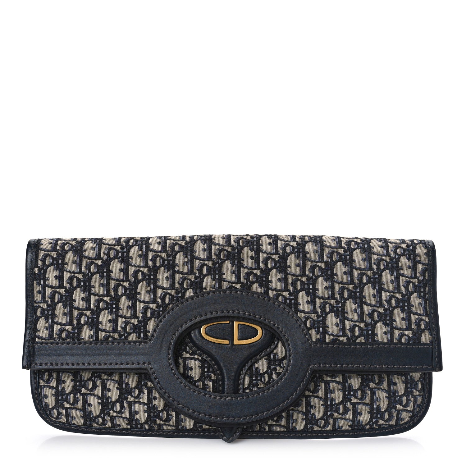 Christian Dior Oblique Fold Over Clutch Blue 1 of 10