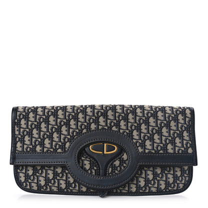Christian Dior Oblique Fold Over Clutch Blue 1 of 10