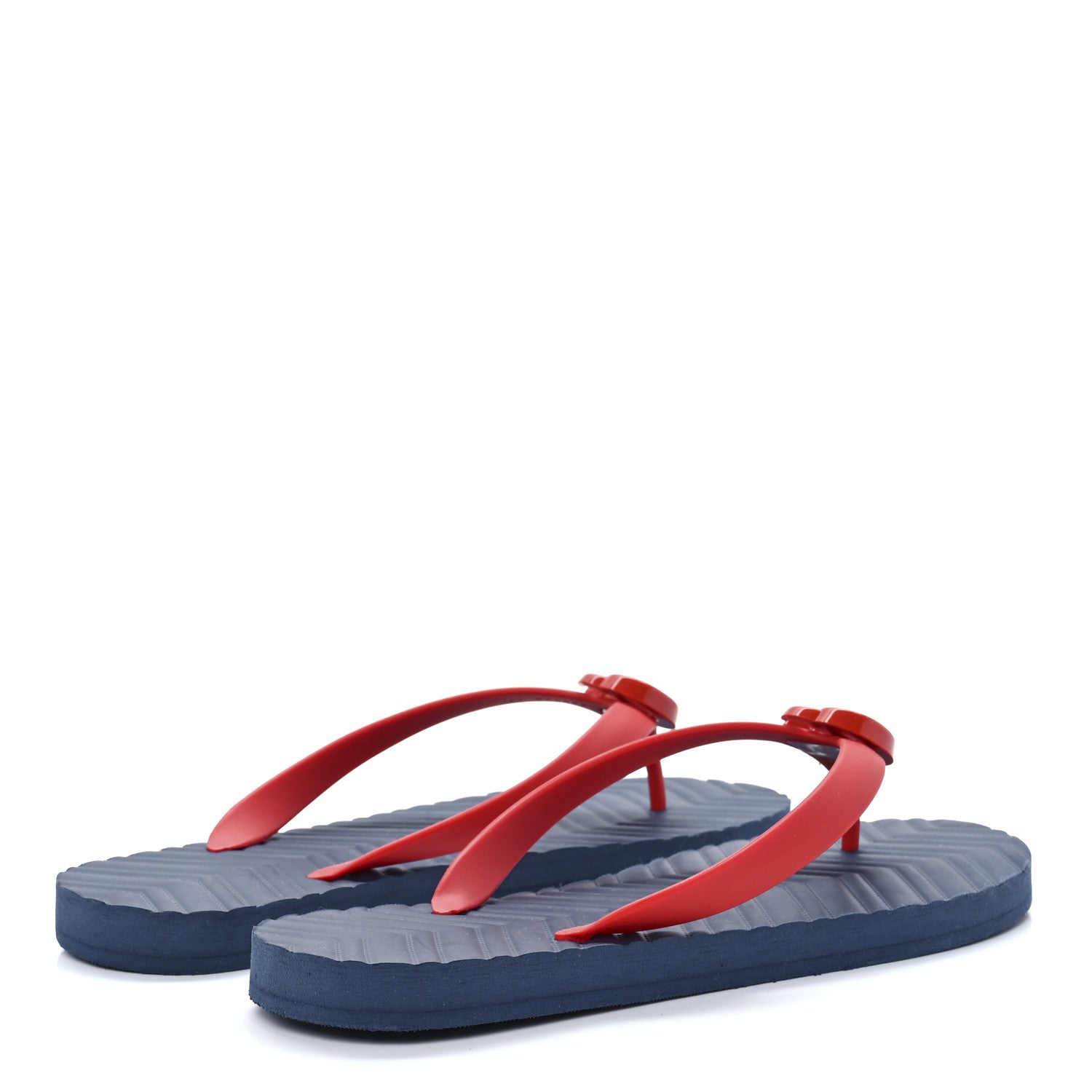 Gucci Rubber Chevron Mens GG Thong Flat Sandals 11 Orange Red 4 of 8