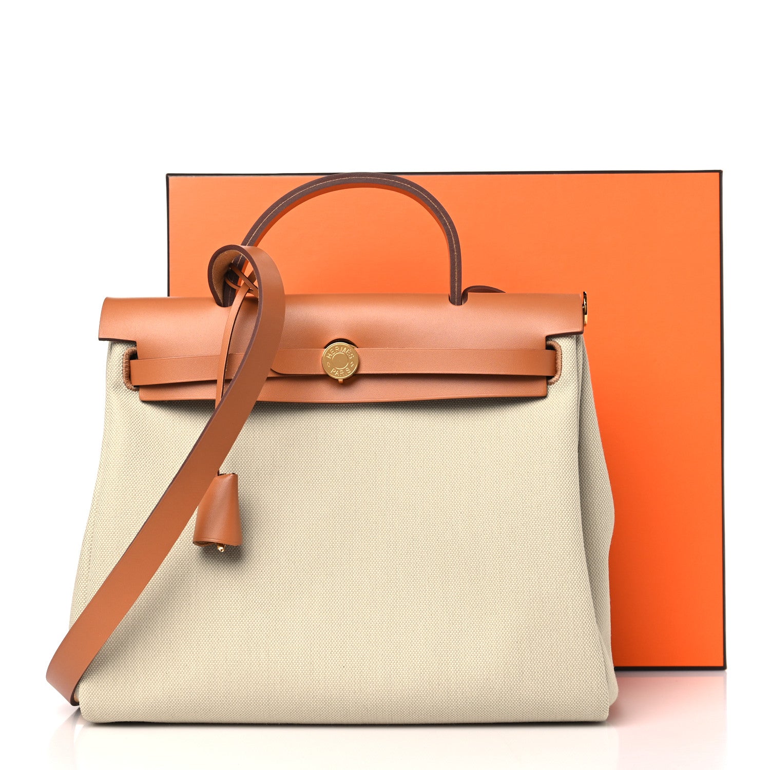 Hermes Military Toile Vache Hunter Herbag Zip Retourne 31 PM Beton Naturel 12 of 12