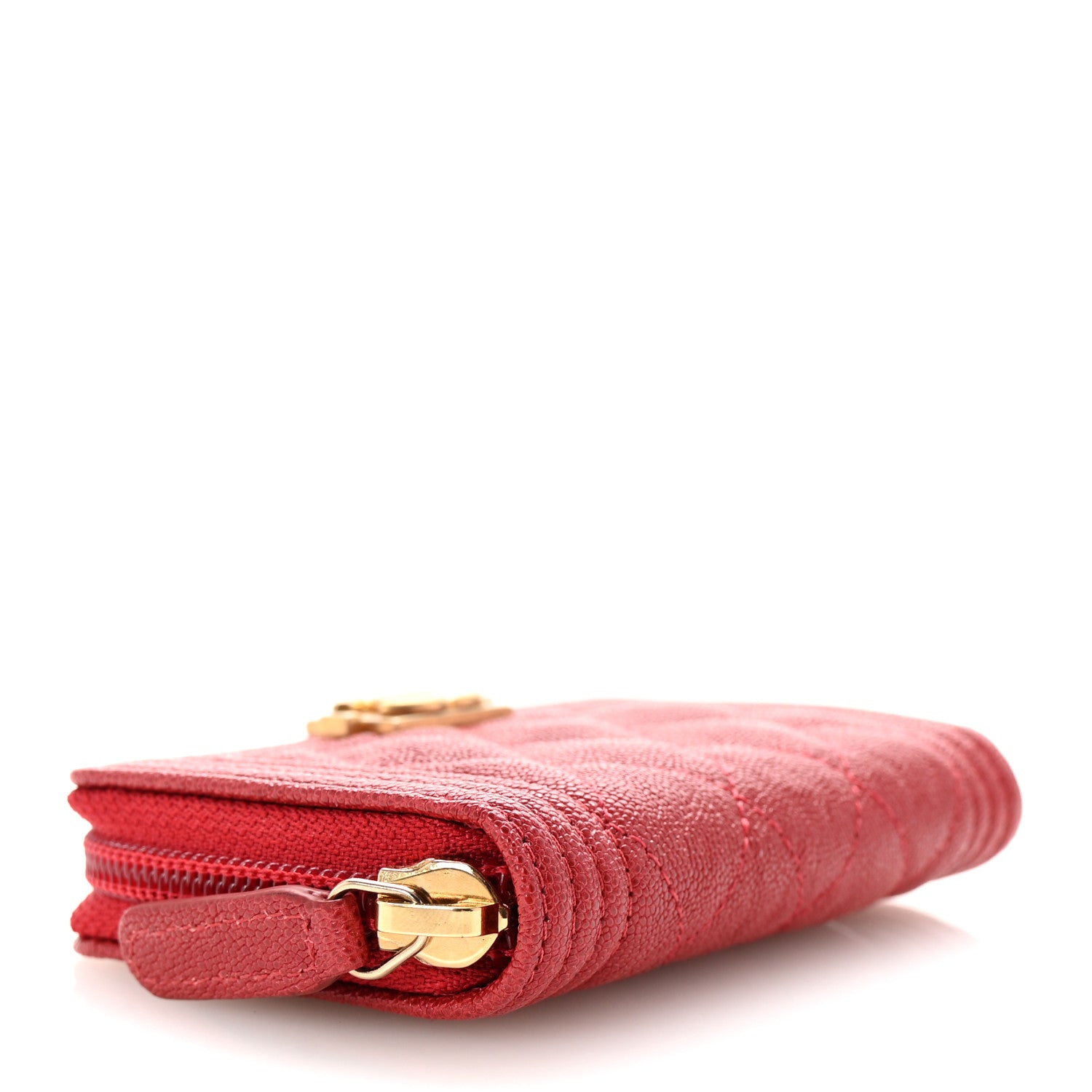 Chanel Caviar Quilted Boy Zip Around Coin Purse Wallet Red 4 of 8