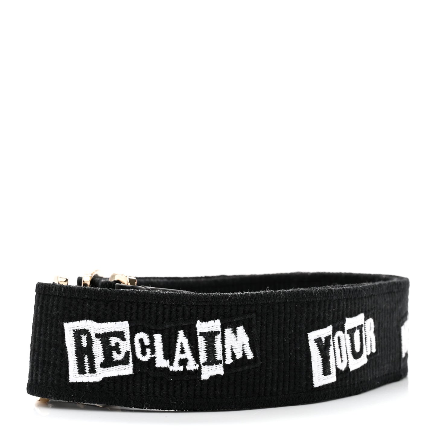 X JAMIE REID Canvas Embroidered Rockstud Guitar Strap Black