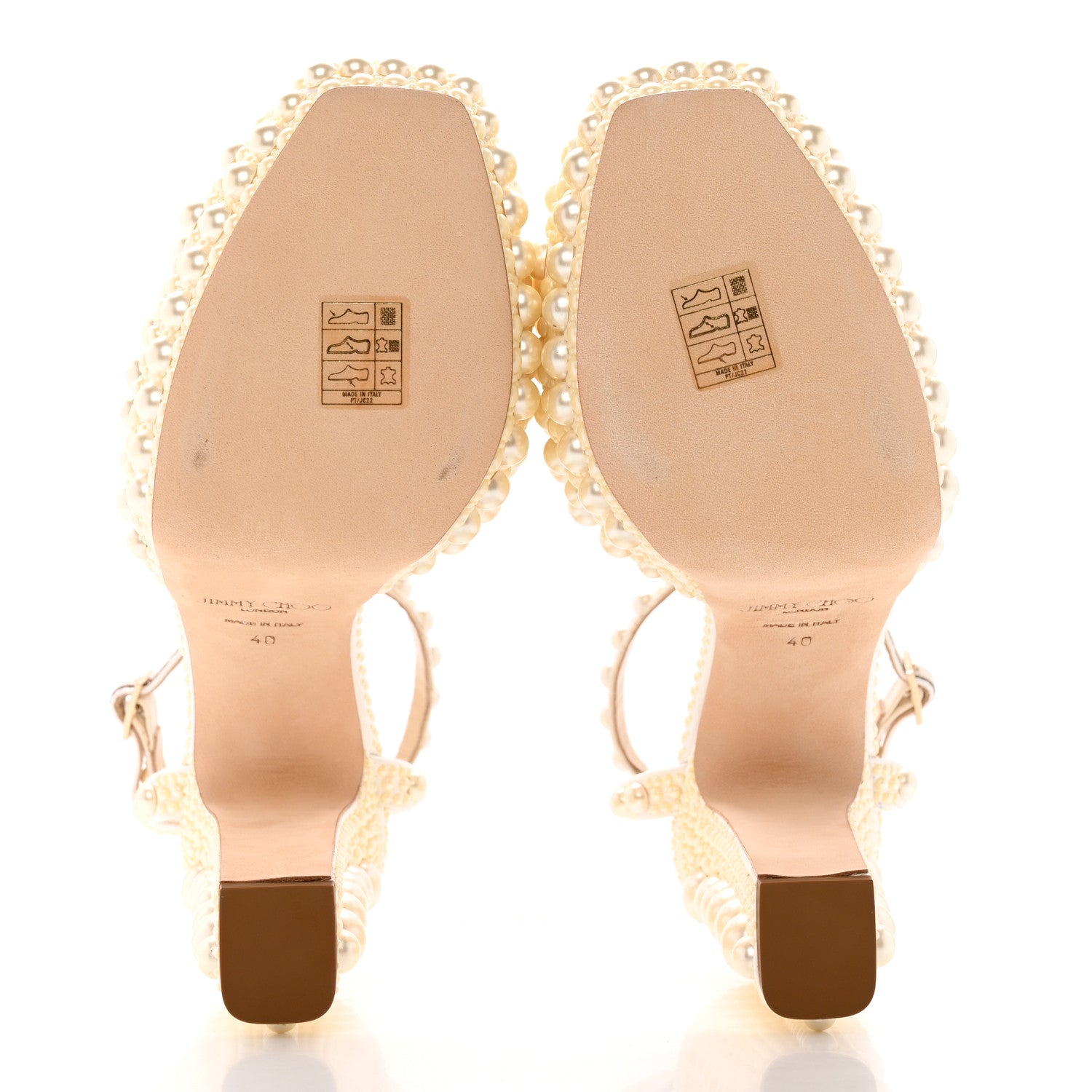 Jimmy Choo Pearl Satin Sacaria 120 Sandals 40 White 6 of 15
