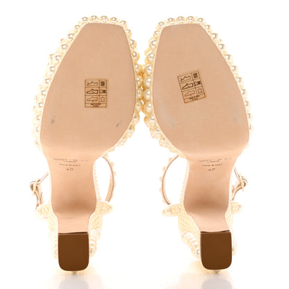 Jimmy Choo Pearl Satin Sacaria 120 Sandals 40 White 6 of 15
