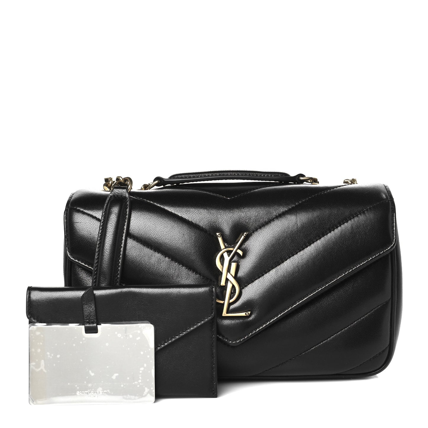 Lambskin Chevron Quilted Small Loulou Black