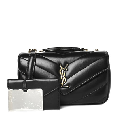Saint Laurent Lambskin Chevron Quilted Small Loulou Black 3 of 13